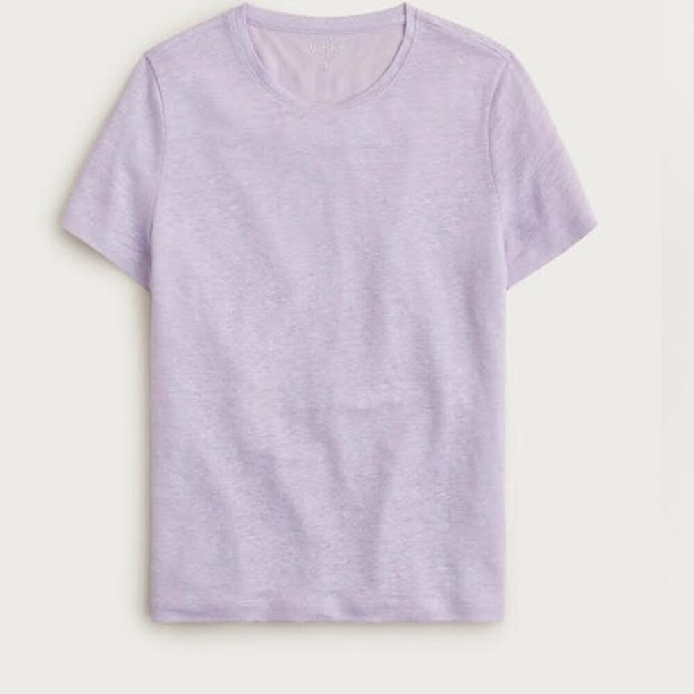 NWOT J. Crew New Relaxed Linen T-shirt Purple M *Flaw